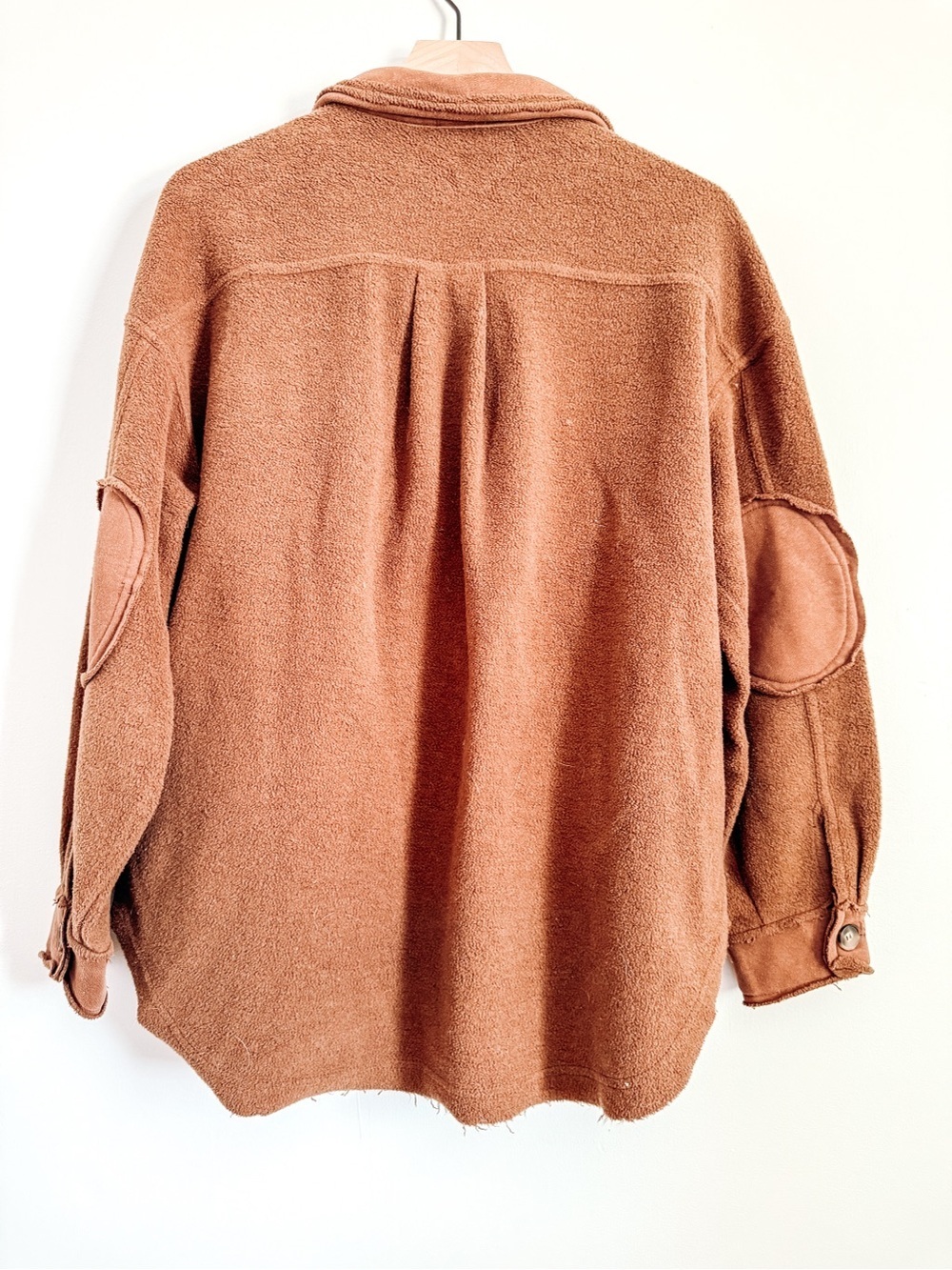 Shop Neighbor Button Front Shacket Brown Oversized Textured Jacket S/M - Picture 6 of 6